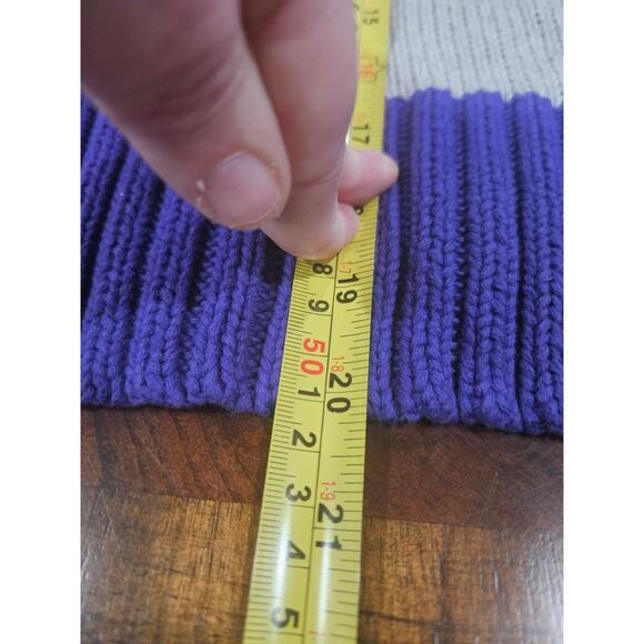 Y2K Revival Cropped Striped Knit Sweater Purple Gray Boxy Ribbed Hem Small - Picture 6 of 6